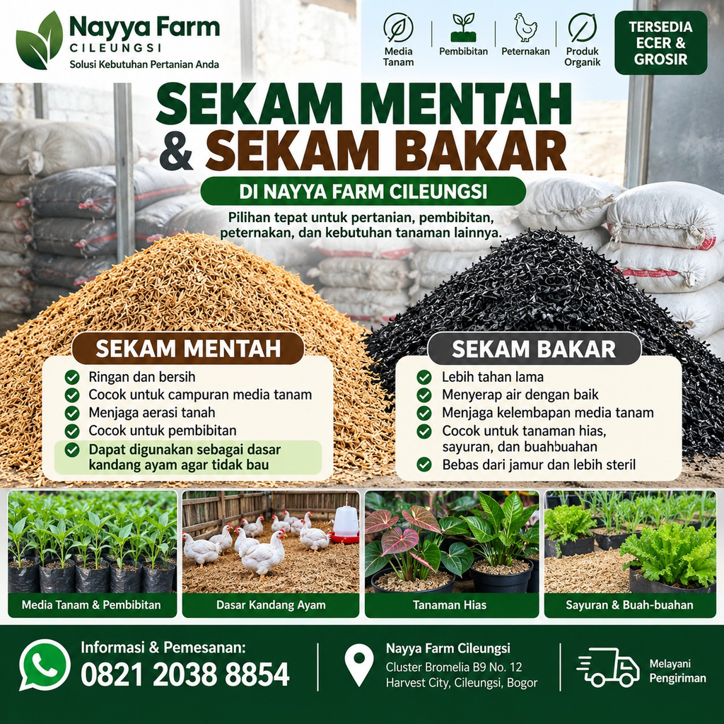 jual sekam mentah dan sekam bakar